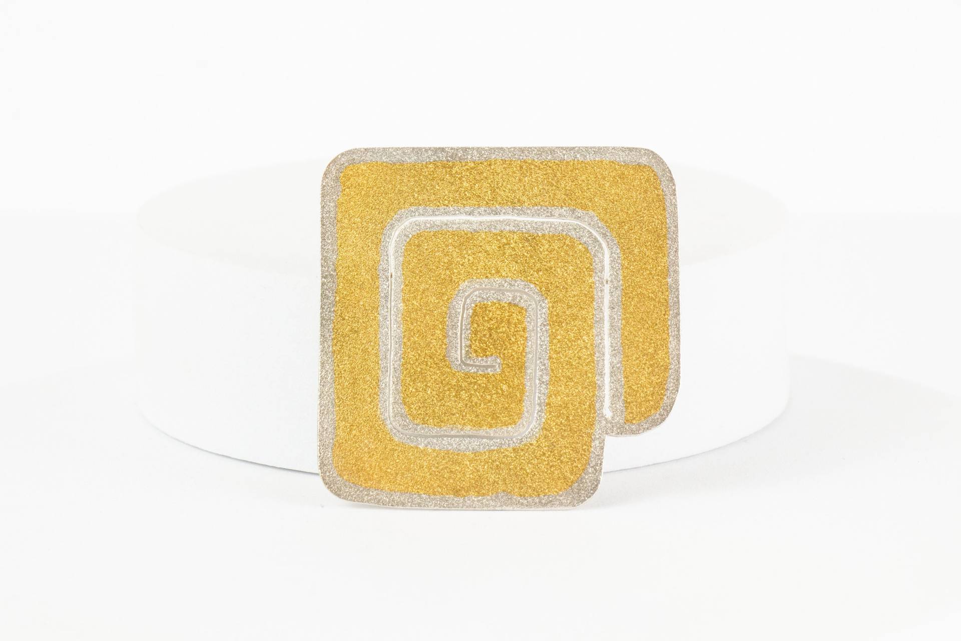 Brosche Sterling Silber 14K Vergoldet Modernist von AtelierZurLinde