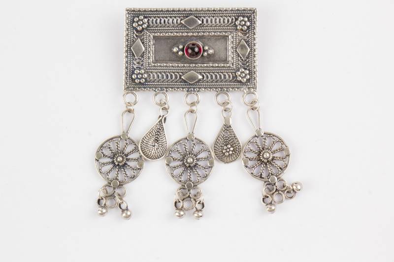 Brosche Vintage Sterling Silber Granat Edelstein Floral Art Deco 925 von AtelierZurLinde