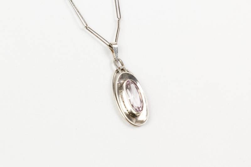 Halskette 835 Silber Amethyst Edelstein Anhänger von AtelierZurLinde