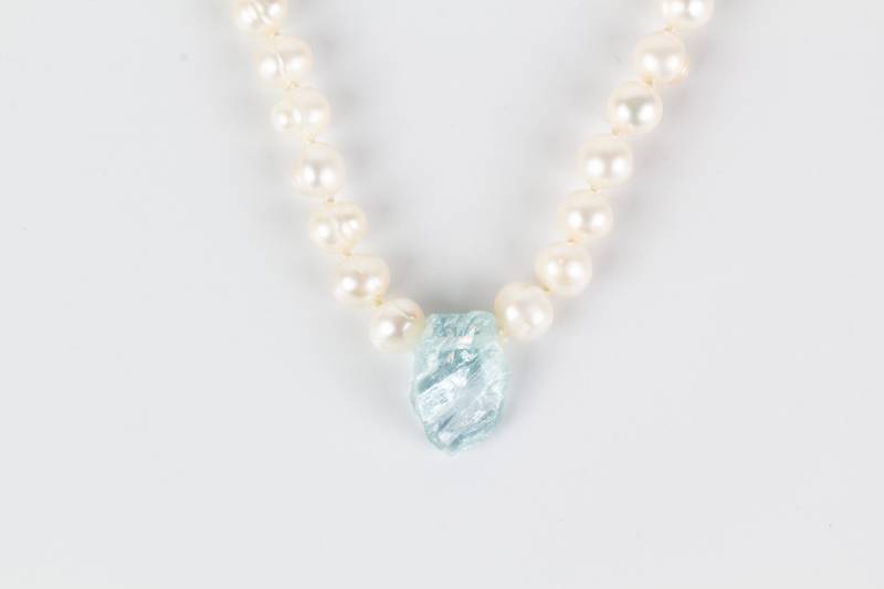 Halskette Perlen Aquamarin Edelstein von AtelierZurLinde