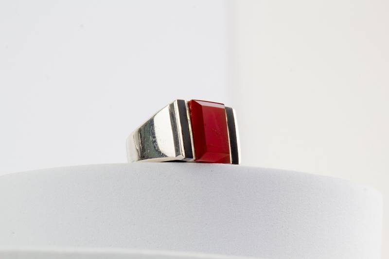 Ring 925 Sterling Silber Karneol Onyx Edelstein Massiv Silberring von AtelierZurLinde