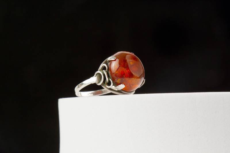 Ring Antik 800 Silber 3Ct Bernstein Edelstein Massiv von AtelierZurLinde