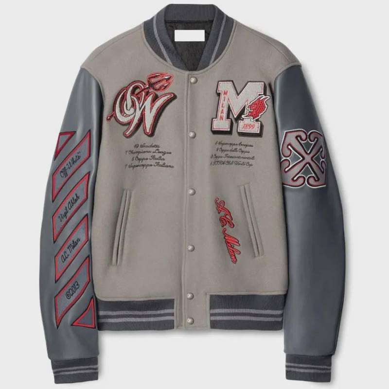 Ac Milan Off-White Grau Varsity Wolljacke von AtelierbySomi