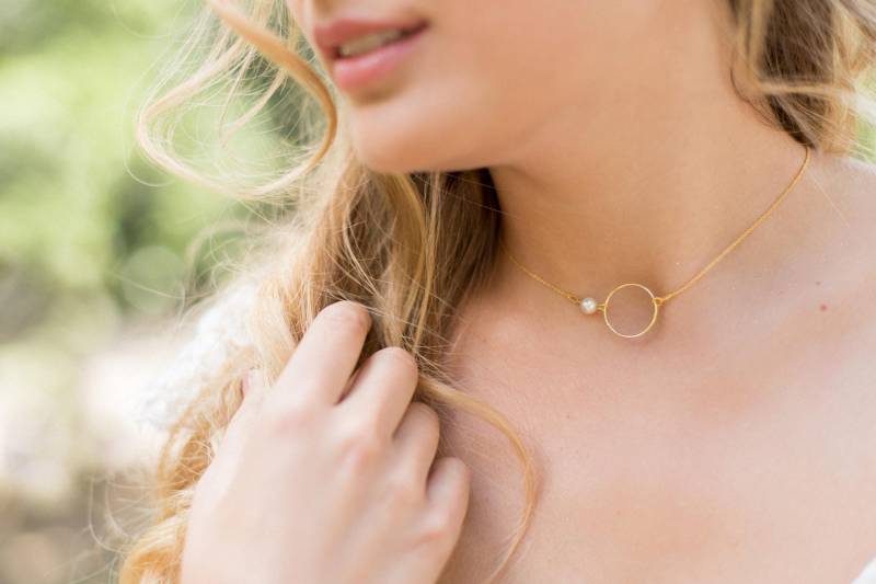 Halskette Aus Silber Oder Vergoldetem Mit Ring Und Perlmuttperle „Catia" von AtelierdeSylvie