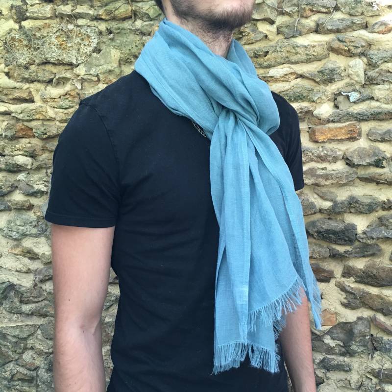 Blauer Schal Für Herren, Mehrere Größen Zur Auswahl. Handgefertigt in Frankreich von Atelierdelavro