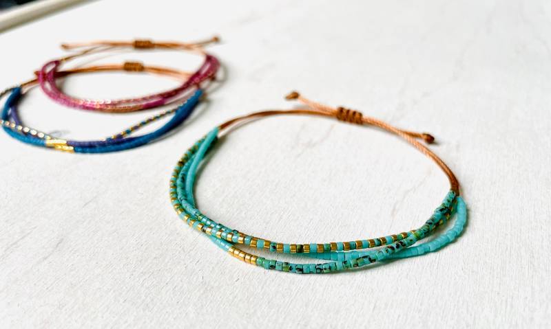 Miyuki Gewebtes Perlenarmband, Verstellbar Aus Nylon, Rocailles-Perlen, Dünnes Armband von Atelline