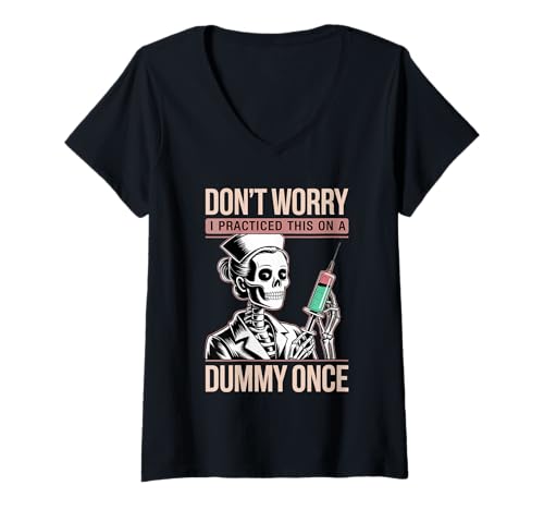 Damen Don't Worry I Practiced This On A Dummy Once ----- T-Shirt mit V-Ausschnitt Damen Don't Worry I Practiced This On A Dummy Once ----- T-Shirt mit V-Ausschnitt von Atemscheider Fähigkeit Humor