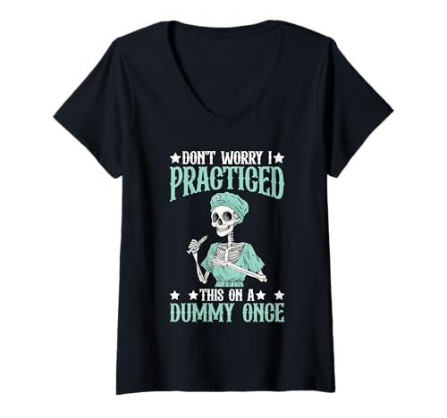 Damen Don't Worry I Practiced This On A Dummy Once - T-Shirt mit V-Ausschnitt Damen Don't Worry I Practiced This On A Dummy Once - T-Shirt mit V-Ausschnitt von Atemscheider Fähigkeit Humor