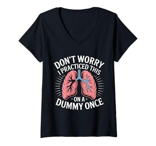 Damen Don't Worry I Practiced This On A Dummy Once - T-Shirt mit V-Ausschnitt Damen Don't Worry I Practiced This On A Dummy Once - T-Shirt mit V-Ausschnitt von Atemscheider Fähigkeit Humor