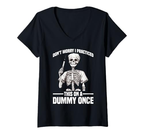 Damen Don't Worry I Practiced This On A Dummy Once - T-Shirt mit V-Ausschnitt Damen Don't Worry I Practiced This On A Dummy Once - T-Shirt mit V-Ausschnitt von Atemscheider Fähigkeit Humor