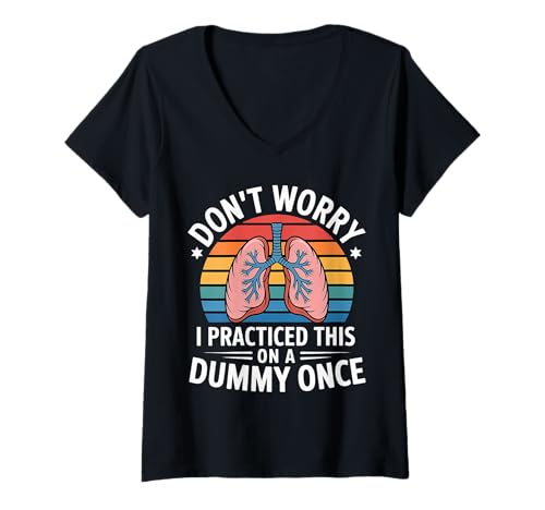 Damen Don't Worry I Practiced This On A Dummy Once - T-Shirt mit V-Ausschnitt Damen Don't Worry I Practiced This On A Dummy Once - T-Shirt mit V-Ausschnitt von Atemscheider Fähigkeit Humor