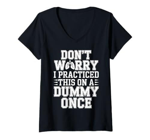 Damen Don't Worry I Practiced This On A Dummy Once - T-Shirt mit V-Ausschnitt Damen Don't Worry I Practiced This On A Dummy Once - T-Shirt mit V-Ausschnitt von Atemscheider Fähigkeit Humor