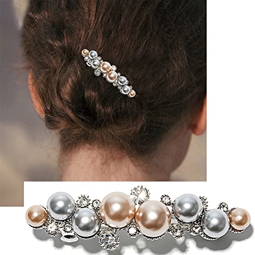 Larancie Perle Haarnadel Silber Haarclips Strass Haar Barettes Kristall Haarnadeln Hochzeit Haarzubehör für Frauen und Mädchen Brautschmuck von Atentuyi