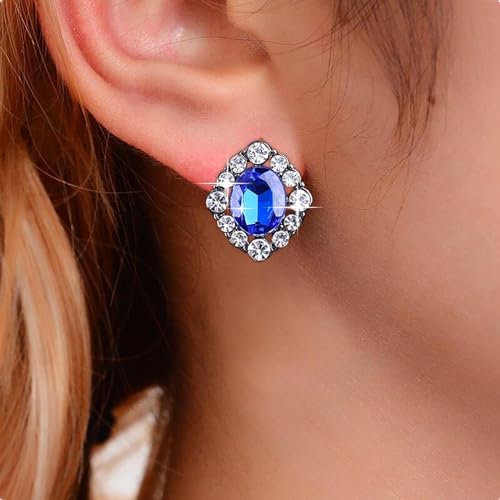 Atentuyi Blaue Kristall Tropfen Ohrringe Silber Blaue Zirkonia Ohrringe Blaue Kristall Ohrstecker Ohrringe Braut Saphir Ohrringe Cubic Zirkonia Ohrringe Strass Ohrringe Schmuck Für Frauen Und Mädchen von Atentuyi