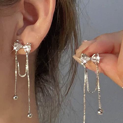 Atentuyi Bogen Cz Ohrstecker Silberne Kette Tropfenohrringe Cz Bogen Ohrringe Kette Baumeln Ohrringe Bogen Kristall Ohrringe Kette Quaste Ohrringe Lange Kette Ohrringe Schmuck Für Frauen Und Mädchen von Atentuyi