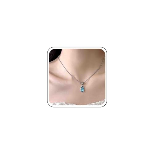 Atentuyi Boho Blau Kristall Anhänger Halskette Silber Cz Saphir Halskette Teardrop Cz Halskette Mondstein Edelstein Halskette Zierliche Kette Halskette Schmuck Für Frauen Und Mädchen von Atentuyi