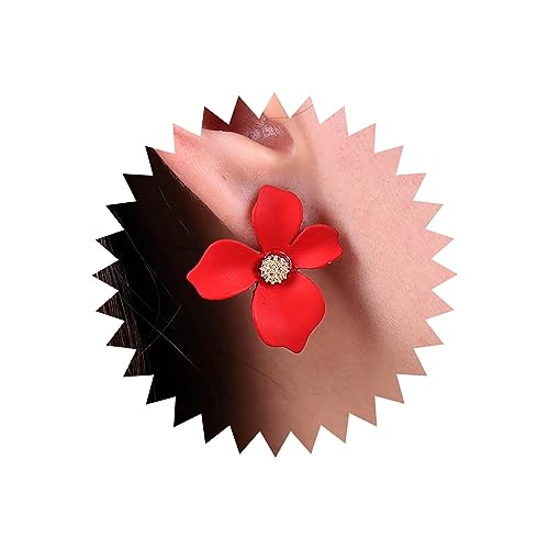 Atentuyi Boho Blume Ohrstecker Gold Rote Blume Ohrringe Harz Floral Ohrringe Rose Petal Acryl Ohrringe Vintage Aussage Ohrringe Schmuck Für Frauen Und Mädchen von Atentuyi