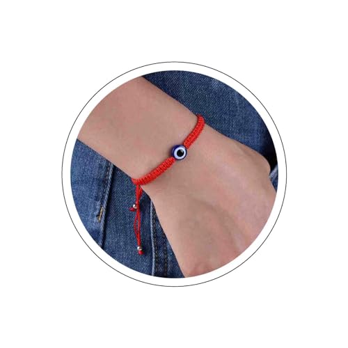 Atentuyi Boho Böser Auge Armband Fußkettchen Roter String Kabbalah Armband Geflochtenes Seil Armband Kette Glas Türkisches Blaues Auge Armband Handmade Verstellbares Armband Schmuck Glück Schutz von Atentuyi