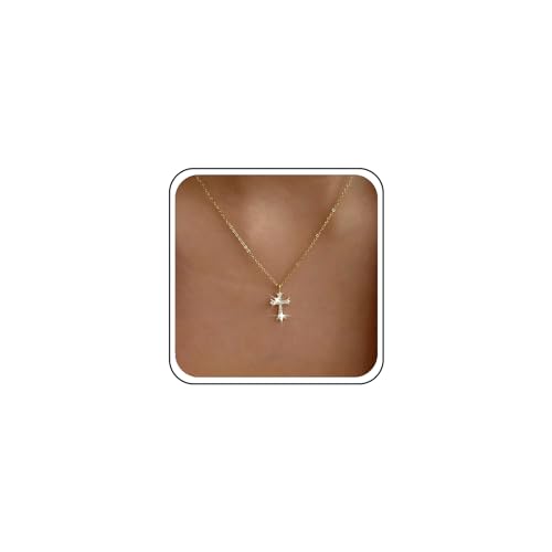 Atentuyi CZ Kreuz Anhänger Halskette Gold Strass Kreuz Halskette Kristall Kreuz Choker Religion Kruzifix Halskette dünne Kette Kreuz Strass Halskette Schmuck für Frauen und Mädchen von Atentuyi