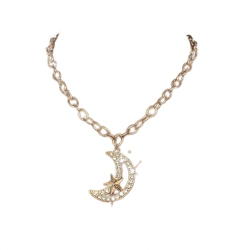 Atentuyi Boho Cz Mond Halskette Büroklammer Kette Stern Anhänger Gold Halskette Halbmond Choker Punk Klobige Halskette Für Frauen Und Mädchen Alltagsschmuck von Atentuyi