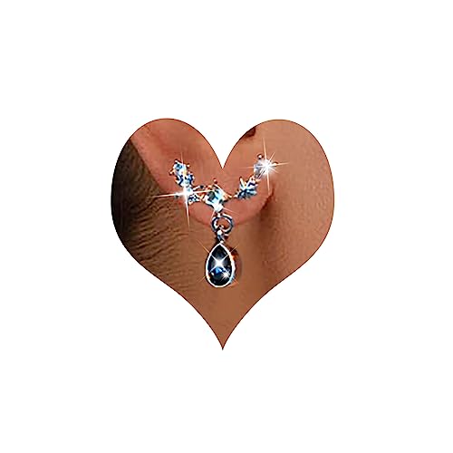 Atentuyi Boho Cz Ohrstecker Silber Kleine Cz Tropfen Ohrringe Blau Cz Tropfen Ohrringe Kristall Tropfen Baumeln Ohrringe Funkelnden Strass Ohrringe Winzigen Cz Ohrringe Schmuck Für Frauen Und Mädchen von Atentuyi