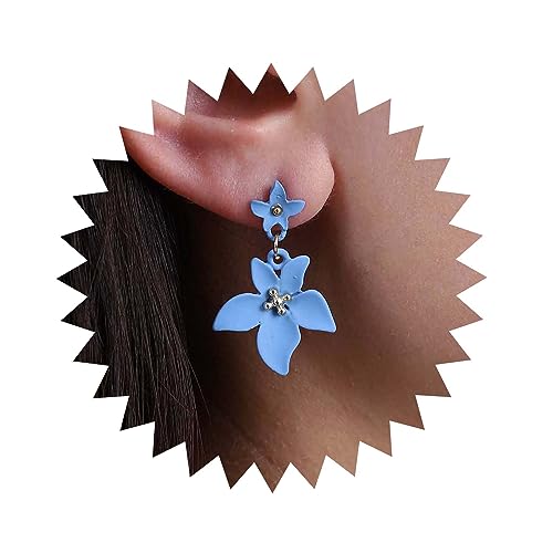 Atentuyi Boho Geschichtet Blaue Blume Baumeln Ohrringe Gold Harz Blume Ohrstecker Acryl Floral Quaste Ohrringe Vintage Emaille Blütenblatt Ohrringe Schmuck Für Frauen Und Mädchen von Atentuyi