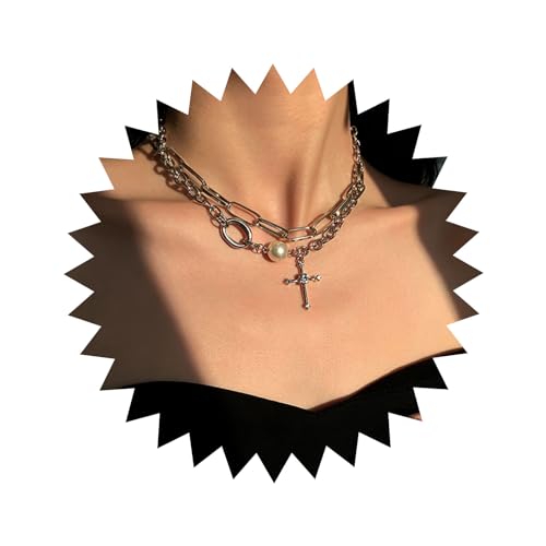 Atentuyi Boho Geschichtet Cz Kreuz Anhänger Halskette Silber Kleine Perle Choker Kette Büroklammer Kette Link Halskette Religiöse Halskette Schmuck Für Frauen Und Mädchen Atentuyi Boho Geschichtet Cz Kreuz Anhänger Halskette Silber Kleine Perle Choker Kette Büroklammer Kette Link Halskette Religiöse Halskette Schmuck Für Frauen Und Mädchen von Atentuyi
