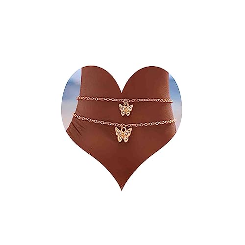 Atentuyi Boho Geschichtet Schmetterling Anhänger Fußkettchen Gold Kristall Strass Schmetterling Knöchel Armband Fußkette Barfuß Strand Fußkettchen Schmuck Für Frauen Und Mädchen von Atentuyi