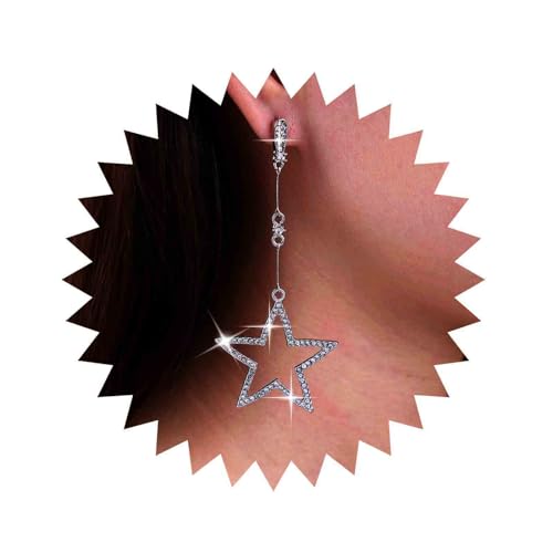 Atentuyi Boho Hochzeit Cz Stern Lange Tropfen Baumeln Ohrringe Silber Hohlen Strass Stern Ohrringe Kleine Quadratische Kristall Ohrring Winzige Träne Ohrstecker Schmuck Für Frauen Und Mädchen von Atentuyi