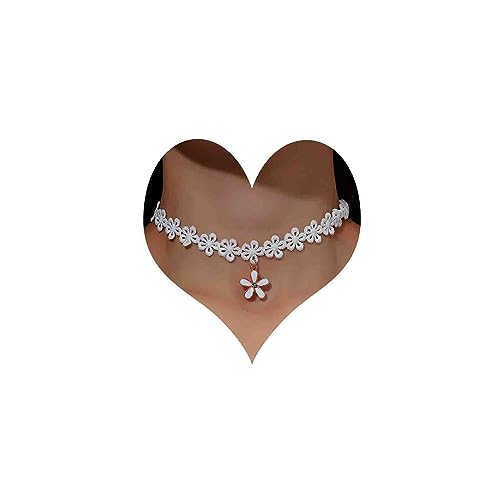 Atentuyi Boho Hochzeit Kleine Blume Weiße Spitze Choker Halskette Gold Kleine Gänseblümchen Anhänger Halskette Vintage Rose Floral Choker Kragen Kurz Schlüsselbein Halskette Schmuck Für Frauen Teen von Atentuyi