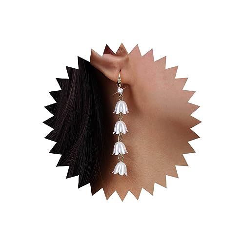 Atentuyi Boho Hochzeit Orchidee Blume Tropfen Baumeln Ohrringe Gold Lange Quaste Kette Acryl Floral Ohrringe Perle Blume Kristall Haken Ohrringe Für Frauen Und Mädchen Bräute Brautjungfern Schmuck von Atentuyi