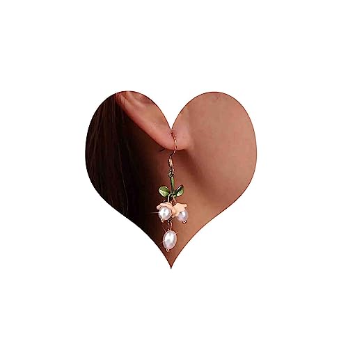 Atentuyi Boho Hochzeit Weiße Blume Ohrringe Gold Perle Baumeln Tropfen Vintage Quaste Blatt Für Frauen Und Mädchen Bräute Brautjungfern Schmuck von Atentuyi