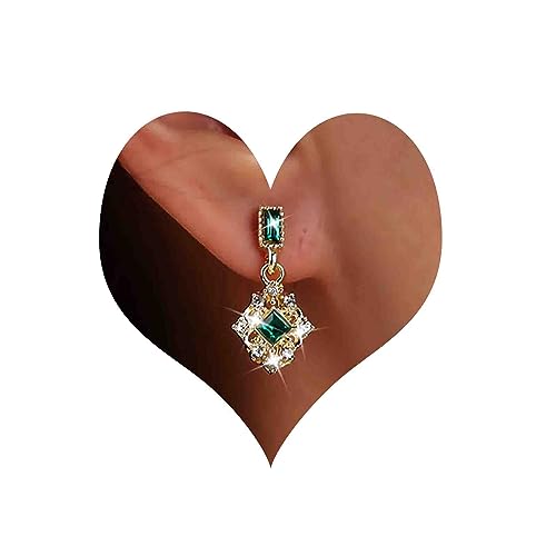 Atentuyi Boho Kleine Kristall Ohrringe Grün Baumeln Ohrringe Quadratisch Cz Ohrstecker Gold Filigran Ohrringe Winzig Smaragd Strass Ohrringe Schmuck Für Frauen Und Mädchen von Atentuyi
