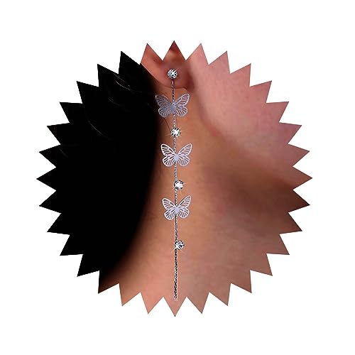 Atentuyi Boho Kleine Schmetterling Tropfen Ohrringe Silber Lange Ohrringe Schmetterling Quaste Ohrringe Winzige Cz Kette Ohrringe Vintage Filigrane Ohrringe Schmuck Für Frauen Und Mädchen von Atentuyi