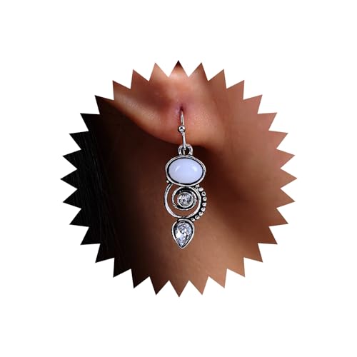 Atentuyi Silber Boho Kristall Tropfen Ohrringe - Mondstein - Haken - Hochwertige Legierung - 1 Stück von Atentuyi