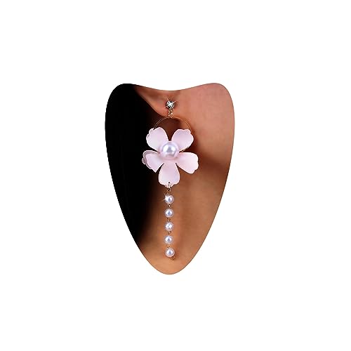 Atentuyi Boho Perle Tropfen Baumeln Ohrringe Gold Reif Ohrringe Quaste Kette Lange Ohrringe Große Rosa Blume Ohrringe Vintage Perle Ohrringe Winzige Cz Ohrstecker Schmuck Für Frauen Und Mädchen von Atentuyi