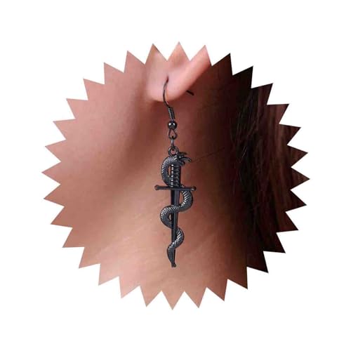 Atentuyi Boho Rock Gothic Kreuz Ohrringe Goth Sword Drop Ohrringe Wrap Drachen Haken Ohrringe Schwarz Baumeln Ohrringe Punk Vintage Ohrringe Schmuck Für Frauen Und Mädchen von Atentuyi