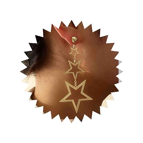 Atentuyi Boho Star Drop Baumeln Ohrringe Gold Quaste Baumeln Lange Ohrringe Hohlen Stern Kette Ohrringe Dreifach Stern Ohrstecker Schmuck Für Frauen Und Mädchen von Atentuyi