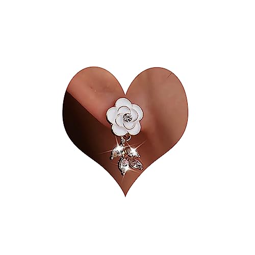 Atentuyi Boho Weiße Blume Ohrstecker - CZ Tropfen Ohrringe Mit Strass - Hochzeit Baumeln Schmuck Für Frauen, Mädchen, Bräute Und Brautjungfern von Atentuyi