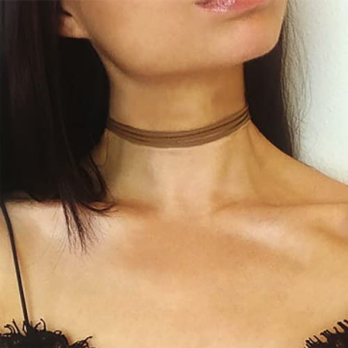 Atentuyi Boho geschichtet Leder Choker Halskette Braune Samt Halskette Dünne Wildleder Halskette Punk Samt Kragen Halskette Schmuck für Frauen und Teenager Mädchen von Atentuyi