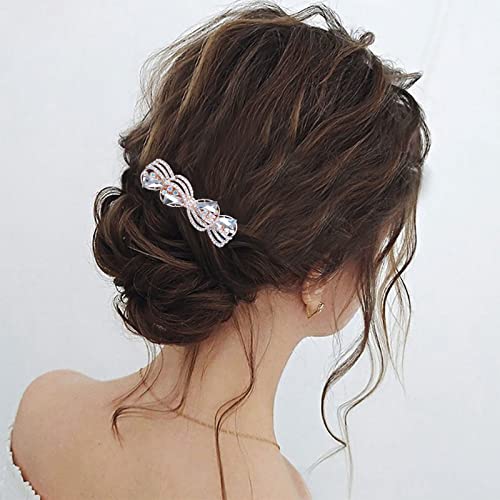 Atentuyi Braut Kristall Haarspange Gold Schleife Strass Haarspangen Edelsteine Kristall Clips Hochzeit Haarschmuck dekorative Kopfspange Kopfbedeckung Braut Kopfbedeckungen für Frauen und Mädchen von Atentuyi