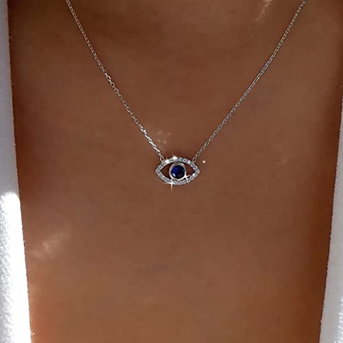 Atentuyi Cz Böser Blick Halskette Silber Cz Anhänger Halskette Böser Blick Anhänger Halskette Blau Kristall Halskette Strass Blaues Auge Choker Halskette Dünne Kette Halskette Schmuck Frauen Mädchen von Atentuyi