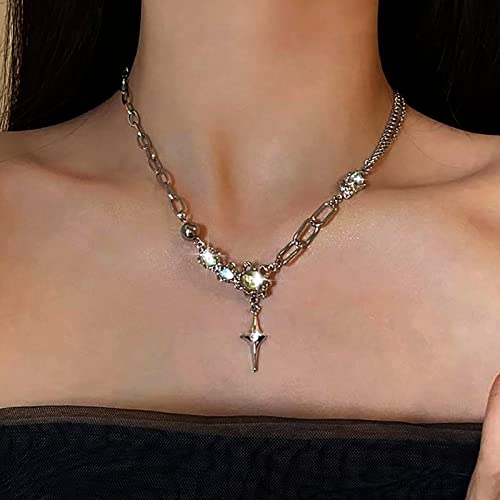 Atentuyi Cz Kreuz Anhänger Halskette Silber Strass Kreuz Halskette Kristall Kleines Kreuz Choker Opal Mondstein Halskette Gliederkette Edelstein Halskette Schmuck Für Frauen Und Mädchen von Atentuyi