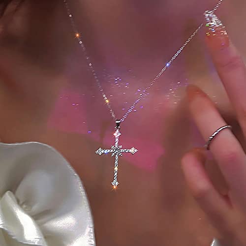 Atentuyi Cz Kreuz Anhänger Halskette Silber Strass Kreuz Halskette Kristall Kreuz Choker Religion Kruzifix Halskette Dünne Kette Kreuz Strass Halskette Schmuck Für Frauen Und Mädchen von Atentuyi