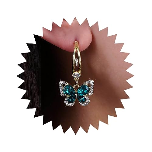 Atentuyi Cz Schmetterling Tropfen Ohrringe Gold Huggie Ohrringe Grün Kristall Ohrringe Straßsteine Schmetterling Ohrringe Vintage Smaragd Ohrringe Schmuck Für Frauen Und Mädchen von Atentuyi