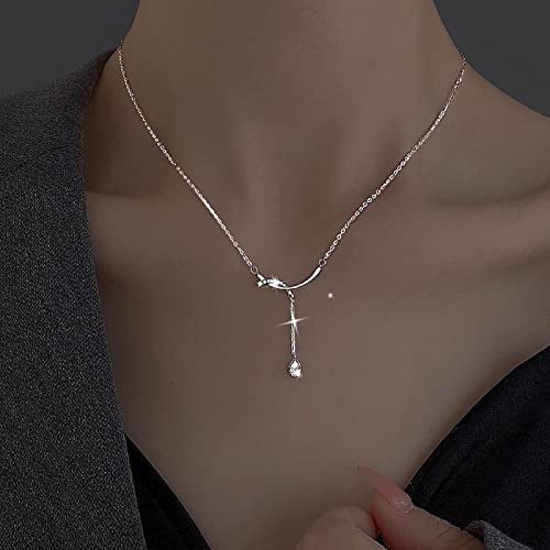 Atentuyi Cz Y Lariat Halskette Silber Kristall Y Tropfen Halskette Teardrop Anhänger Halskette Strass Bar Halskette Cz Tropfen Y Halskette Horizontal Halskette Schmuck Für Frauen Und Teenager-mädchen von Atentuyi