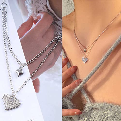 Atentuyi Doppelte Cz Herz Anhänger Halskette Silber Strass Herz Halskette Kristall Herz Halsband Kleine Liebe Herz Strass Halskette Schmuck Für Frauen Und Teenager-mädchen von Atentuyi