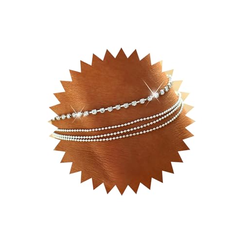 Atentuyi Geschichtet Strass Fußkettchen Silber Knöchel Armband Böhmischen Fuß Kette Barfuß Strand Fußkettchen Schmuck Für Frauen Und Mädchen von Atentuyi