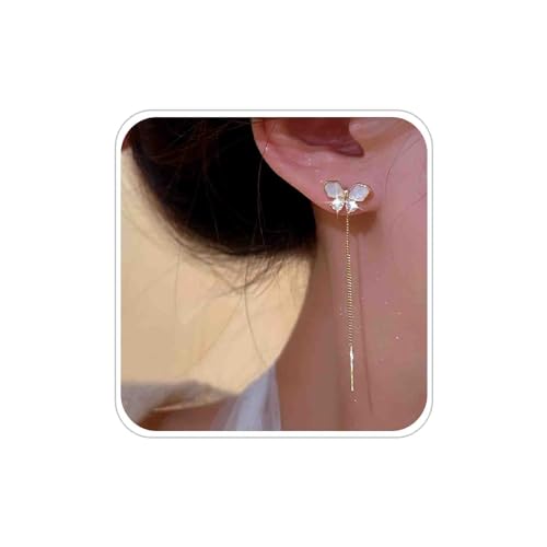 Atentuyi Gold Fädeln Ohrringe Lange Faden Ohrringe Quaste Kette Baumeln Ohrringe Bar Ohrringe Kristall Emaille Cz Schmetterling Ohrstecker Ohrringe Dünne Linie Ohrringe Schmuck Für Frauen Und Mädchen von Atentuyi