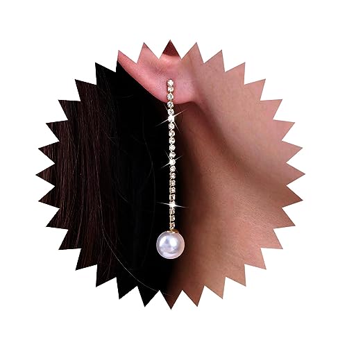 Atentuyi Gold Strass Ohrringe Perlen Ohrringe Cz Kette Quaste Ohrringe Diamant Lineare Ohrringe Lange Baumeln Ohrringe Funkelnde Kristall Ohrringe Schmuck Für Frauen Und Mädchen von Atentuyi